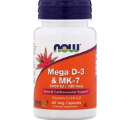 Mega D3 MK-7 5000 ME 180 mcg 60 капс от NOW